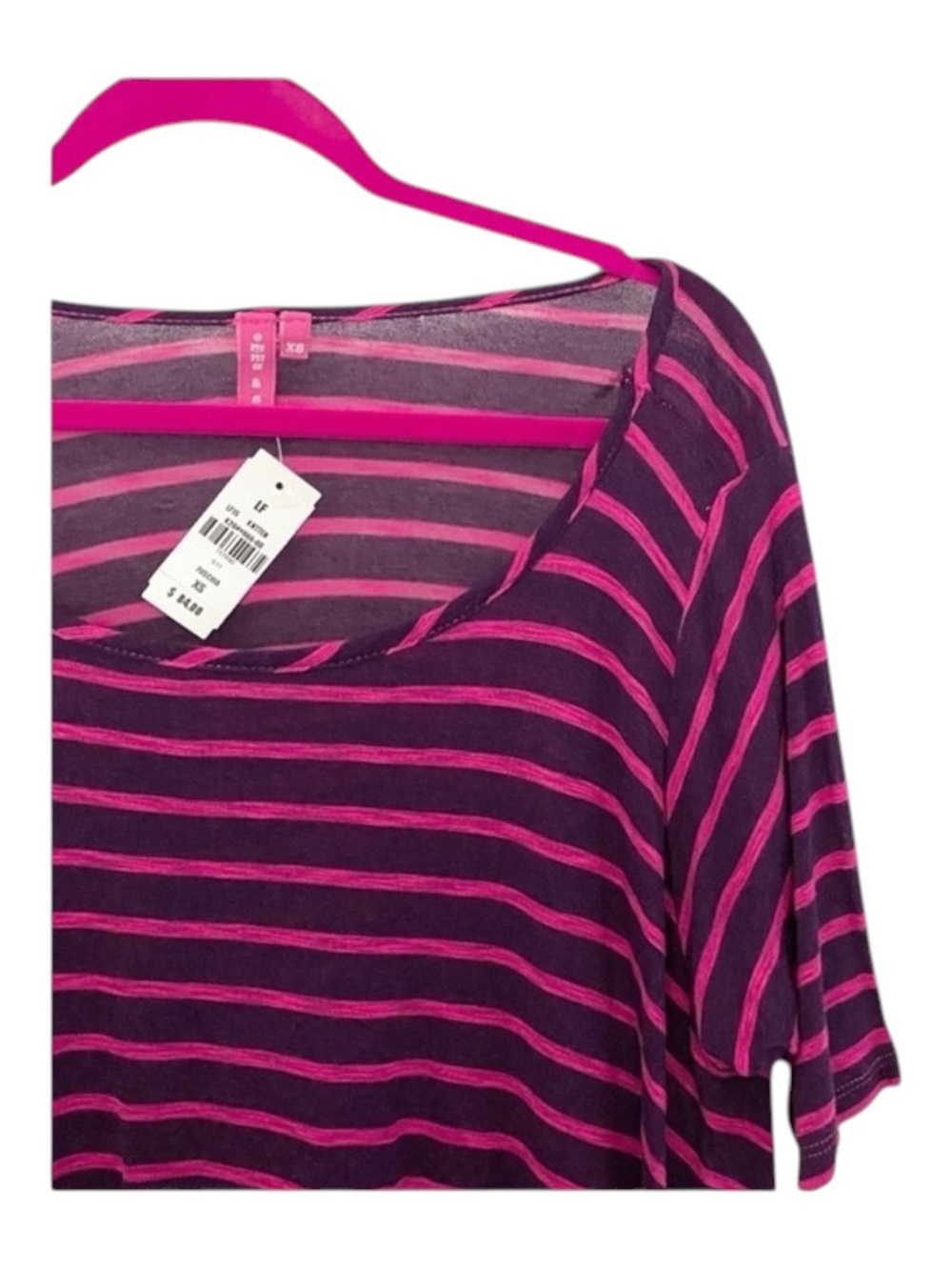 new LF Emma & Sam ᯾ Oversized Stripe Hi Lo Handkerchief Hem Tee ᯾ T Shirt Top XS - Picture 3 of 16